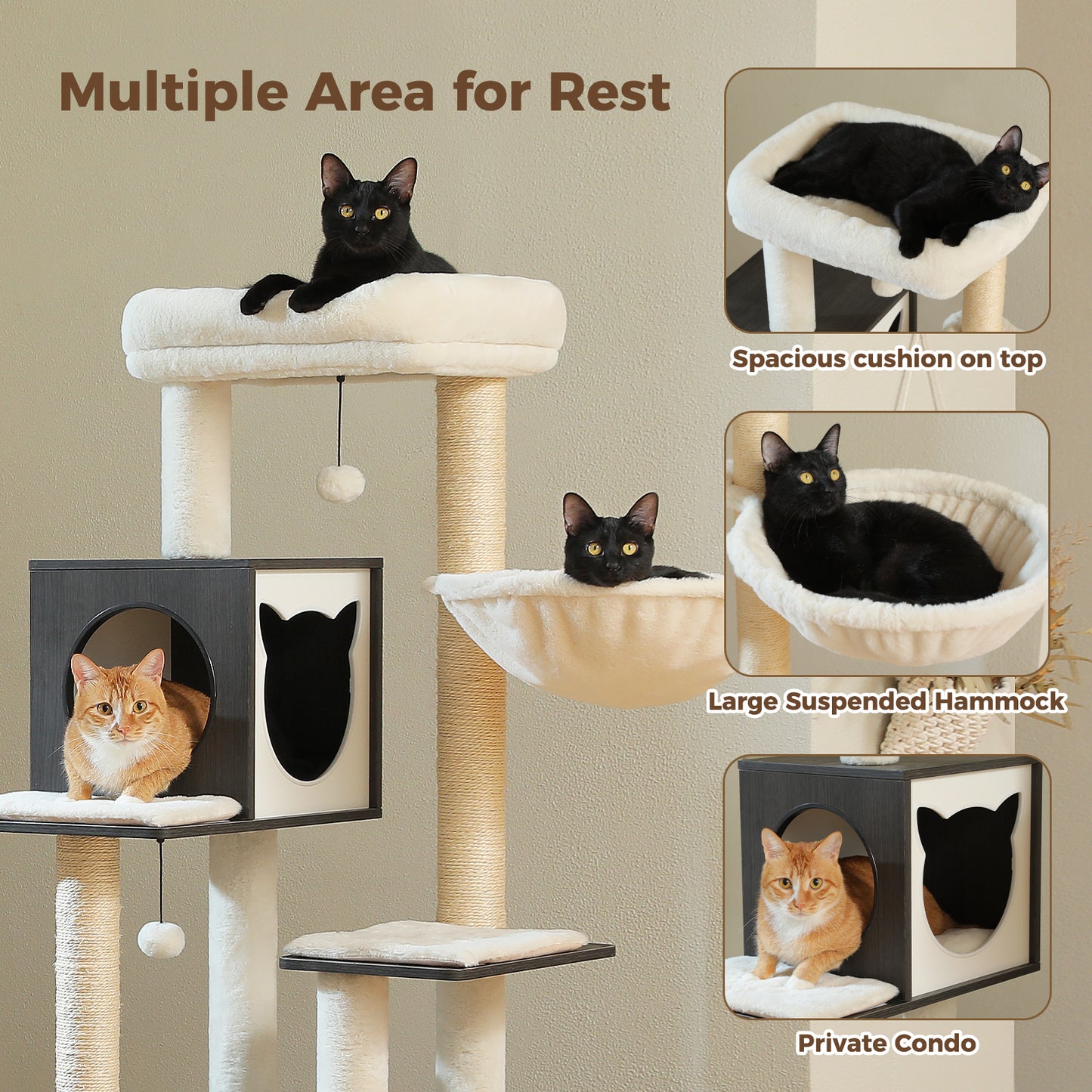 Tall Cat Tree with Litter Box Enclosure
