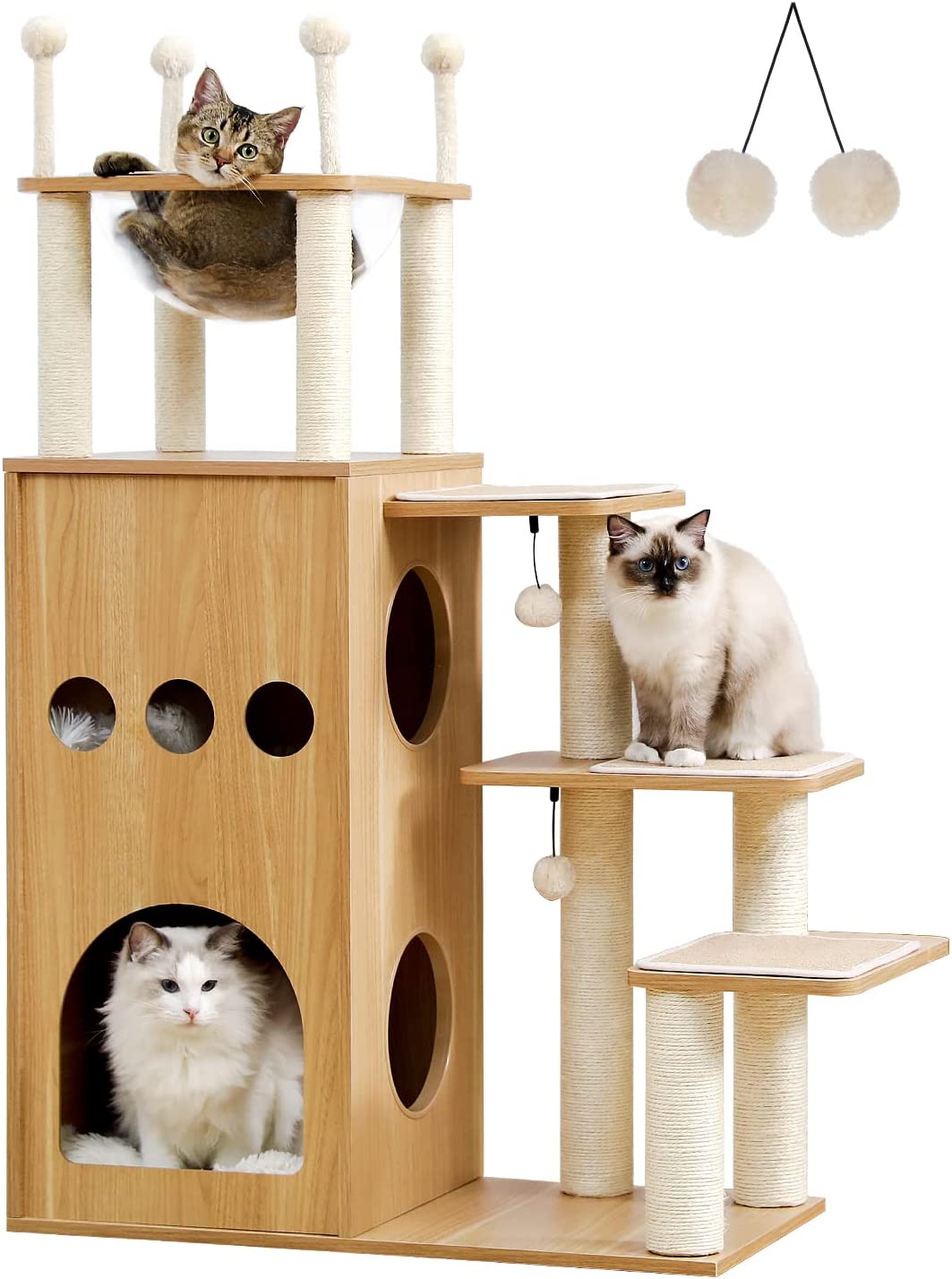 Wooden Cat Tree Sky City for Indoor Large/Big Cats