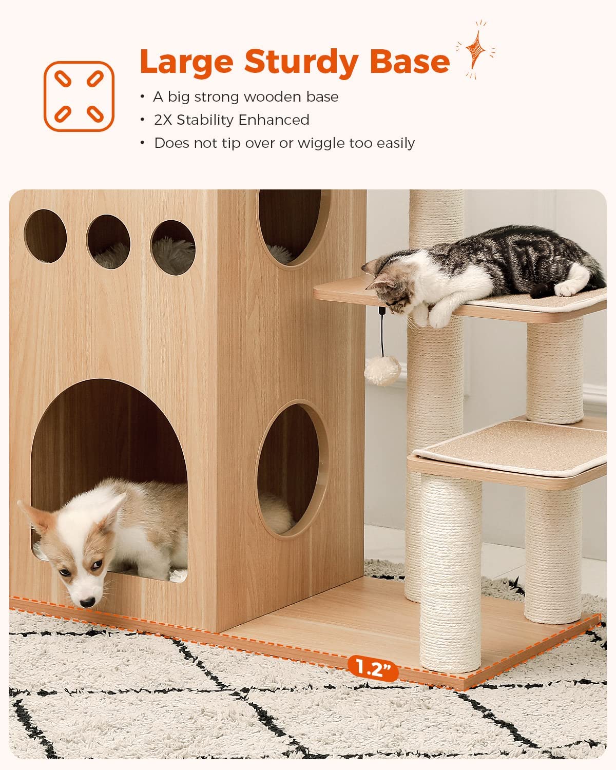 Wooden Cat Tree Sky City for Indoor Large/Big Cats