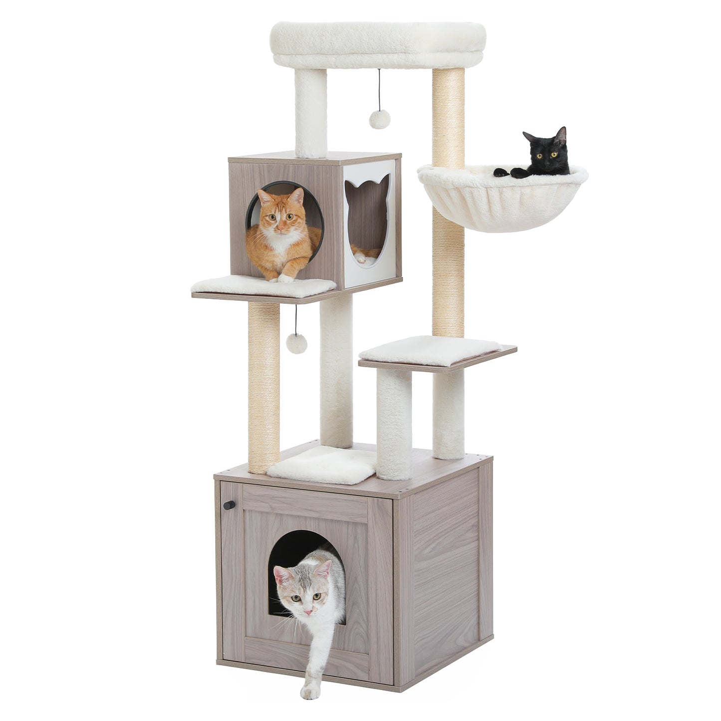 Tall Cat Tree with Litter Box Enclosure